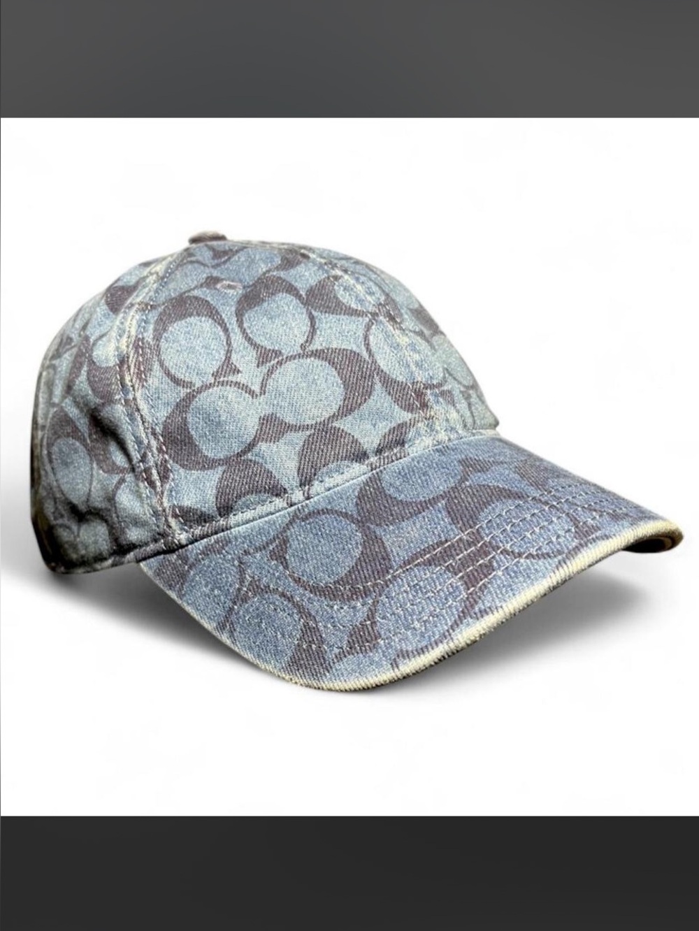 Coach Light Blue Signature Pattern Men's Baseball Cap
